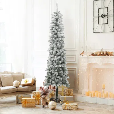 Luxenhome 7.4ft Pencil Slim Artificial Christmas Tree In Gray