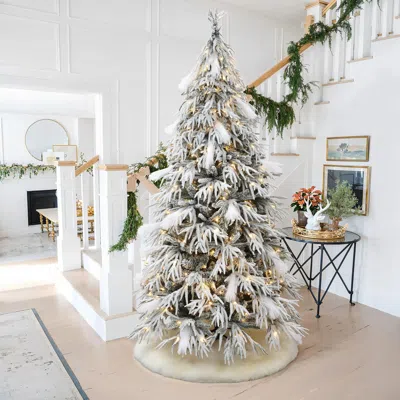 Luxenhome 7.5ft Pre-lit Flocked Slender Artificial Christmas Tree In Gray