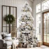 Luxenhome 7.5ft Pre-lit Flocked Slender Artificial Pine Christmas Tree In Gray