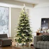 Luxenhome 7ft Pre-lit Flocked Fraser Fir Slim Artificial Christmas Tree In Multi