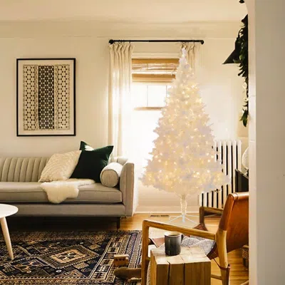 Luxenhome 7ft Pre-lit Led Artificial White Full Fir Christmas Tree In Multi