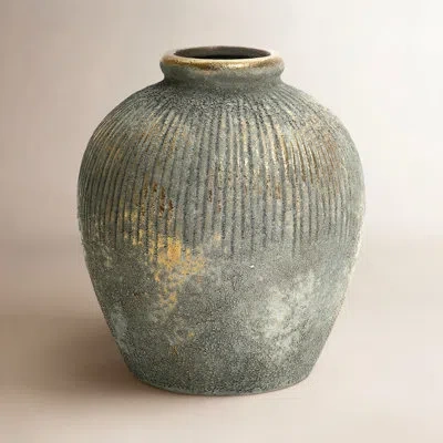 Luxenhome 8.7'' H Rustic Gold And Brown Terracotta Bud Vase In Brown;gold
