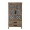 Luxenhome Abilene  Storage Cabinet, Tall, Black, Weathered In Multi