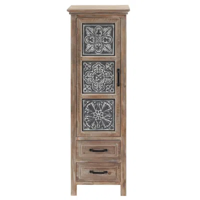 Luxenhome Abilene Storage Linen Cabinet, Tower, Black, Weathered In Multi