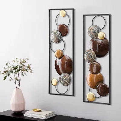 Luxenhome Abstract Dish Metal Wall Art, Set Of 2 In Multi