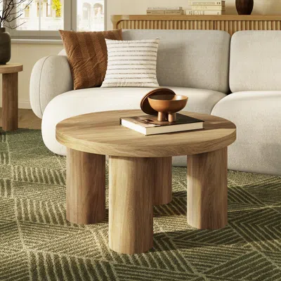 Luxenhome Alvin Cylindrical Coffee Table With Pillar Legs In Multi
