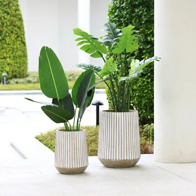 Luxenhome Andor Striped Indoor/outdoor Planter In Multi