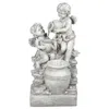 Luxenhome Angel Water Fountain With Led Light – Gray Resin Cherub Design In Gray