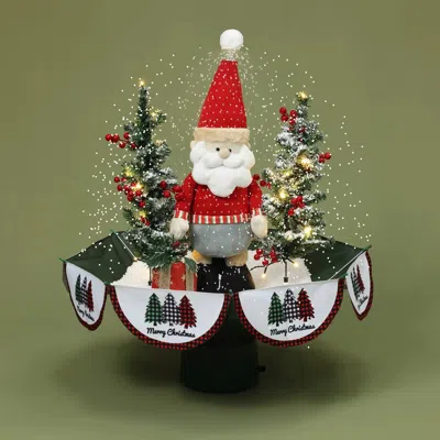 Luxenhome Animated Musical Snowing Santa Decor With Led Lights In Multi