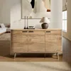 Luxenhome Anya Oak Finish 3-door Buffet Cabinet In Brown
