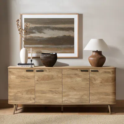 Luxenhome Anya Oak Finish 4-door Sideboard Cabinet In Brown