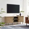 Luxenhome Aria Oak Finish 55.1-inch Wide Tv Stand, For Tv Up To 55" In Multi