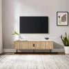 Luxenhome Aria Tambour Tv Stand In Oak – Fits Tvs Up To 65" In Brown