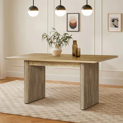 Luxenhome Aria Wood Finish 63" Wide Rectangle Dining Table, For 6-person In Brown