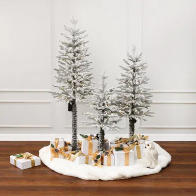 Luxenhome Artificial Tree Christmas With Lights & Stand,set Of 3 In Multi
