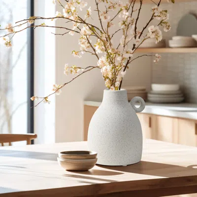 Luxenhome Arwen Ceramic Vase Tabletop Jug Vase In White