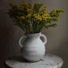 Luxenhome Arwen Ceramic Vase Tabletop Jug With Two Handles In White