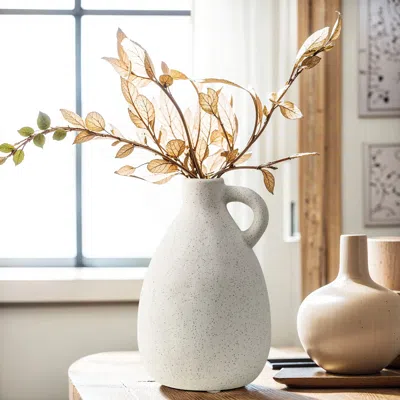 Luxenhome Arwen Ceramic Vase Tabletop Pitcher Vase In White