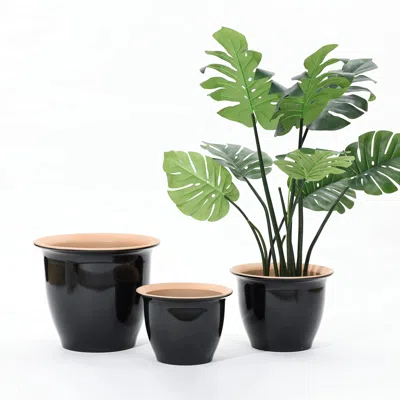 Luxenhome Avalon Glazed Indoor/outdoor Planter Set Of 3, Black