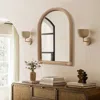 Luxenhome Bamboo Frame Arch Rectangle Accent Wall And Vanity Wall Mirror In Brown