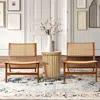 Luxenhome Bamford Cane Accent Chair, Set Of 2 In Brown