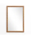 Luxenhome Beech Wood Frame Rectangle 35.4-inch Tall Wall Mirror, Accent And Vanity