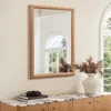 Luxenhome Beech Wood Frame Rectangle 35.4-inch Tall Wall Mirror, Accent And Vanity In Brown