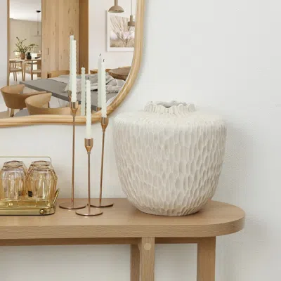 Luxenhome Beige Beehive Round Mgo Vase, 12.8'' H In Brown
