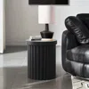 Luxenhome Bella Round Wood Fluted Side Table,black 19.29'' In Black
