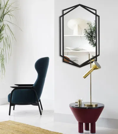 Luxenhome Black Hexagon Metal Frame Wall Mirror In Multi