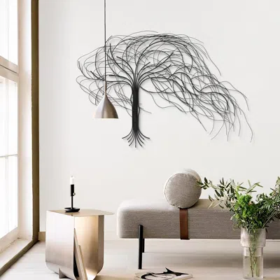 Luxenhome Black Metal Windy Tree Wall Decor