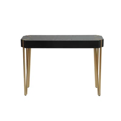 Luxenhome Black Wood And Gold Metal Console And Entry Table