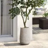 Luxenhome Blended Tan With Wood Pattern Tall Tapered Planter, 19" H In Multi