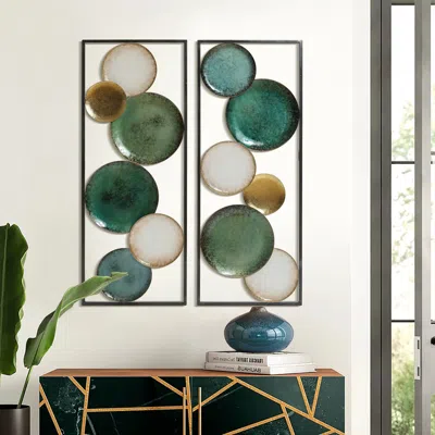 Luxenhome Bo Metal Dishes Wall Art, Set Of 2 In Multi