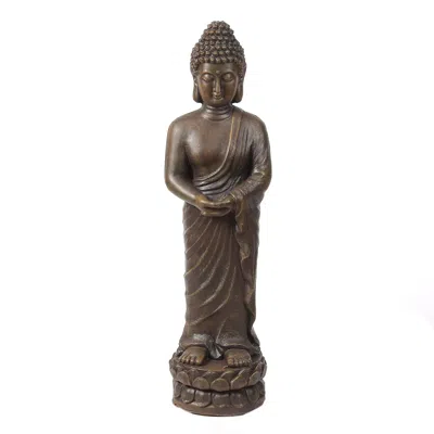 Luxenhome Bodhi Buddha Statue In Brown
