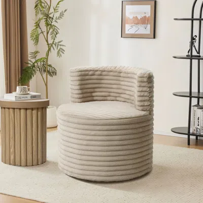 Luxenhome Brie Camel Swivel Barrel Accent Chair In Multi