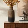 Luxenhome Brown Ombre Tall Terracotta Vase, 14.8" H In Multi