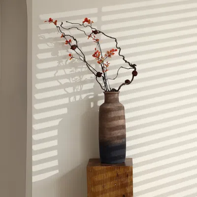 Luxenhome Brown Ombre Terracotta Vase – 18.7″ Narrow Rustic Decorative Accent In Multi