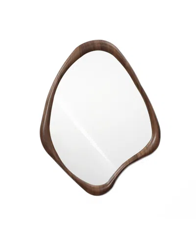 Luxenhome Brown Wood Frame Decorative Wall Mirror
