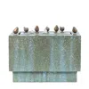 Luxenhome Bubbling Outdoor Fountain With Lights- Patina Resin With Birds In Blue