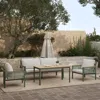 Luxenhome Carlsbad Outdoor Conversation Set, 2 Armchairs, 1 Loveseat & 1 Coffee Table In Green