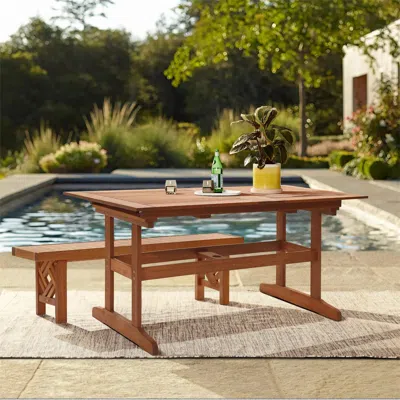 Luxenhome Carmel Solid Wood  60"-78" Extendable Outdoor Dining Table In Brown