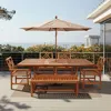 Luxenhome Carmel Solid Wood Outdoor Dining Set In Brown