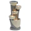 Luxenhome Cascading Lighted Water Fountain – Gray Bowls And Column Resin In Gray