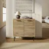 Luxenhome Casper Mid-century Modern 2-door Cabinet With Metal Legs In Brown