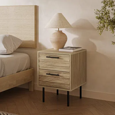Luxenhome Casper Mid-century Modern 2-drawer Nightstand With Metal Legs In Multi