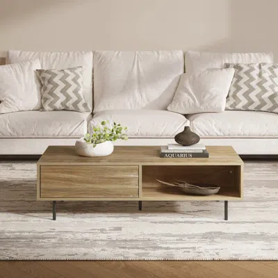 Luxenhome Casper Mid-century Modern Coffee Table With Metal Legs In Multi
