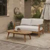 Luxenhome Ceylon Outdoor Acacia Wood Loveseat & Coffee Table Set In Multi