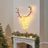 Luxenhome Christmas Deer Head Decoration With Lights And Timer, 33"h In Gold