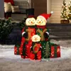 Luxenhome Christmas Lighted With Joy Snowman Family Yard Decoration,39.4'' In Multi